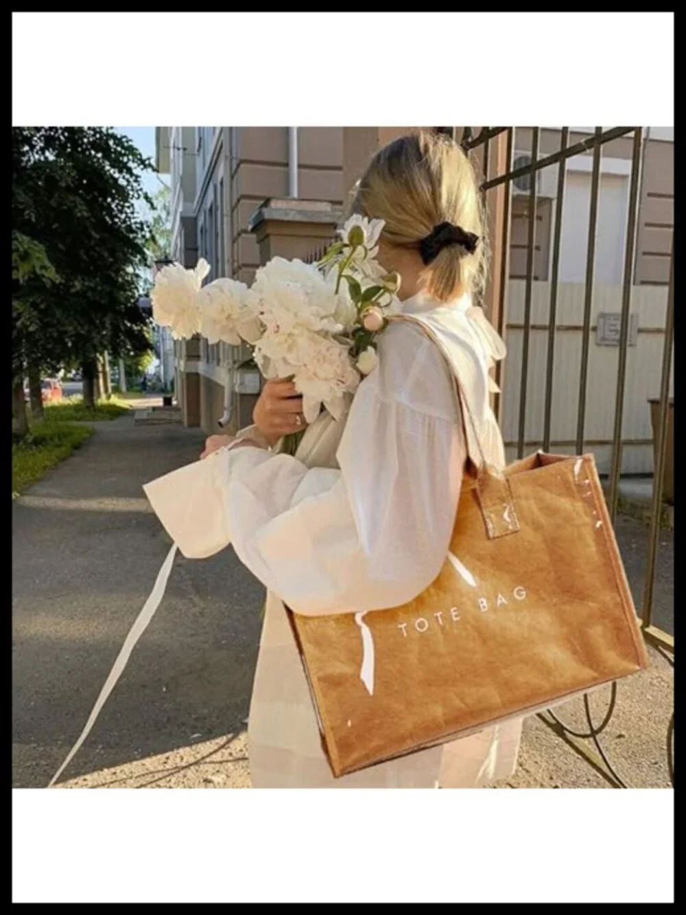 PVC Tote Bag Women's Kraft Paper Work Handbags Purses with Top Handle
